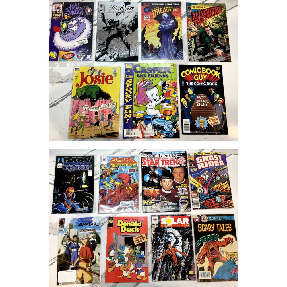 Vintage 15 Comic Book Lot (1990s), 1 CD ROM Comic Book - Various Titles - Condi
